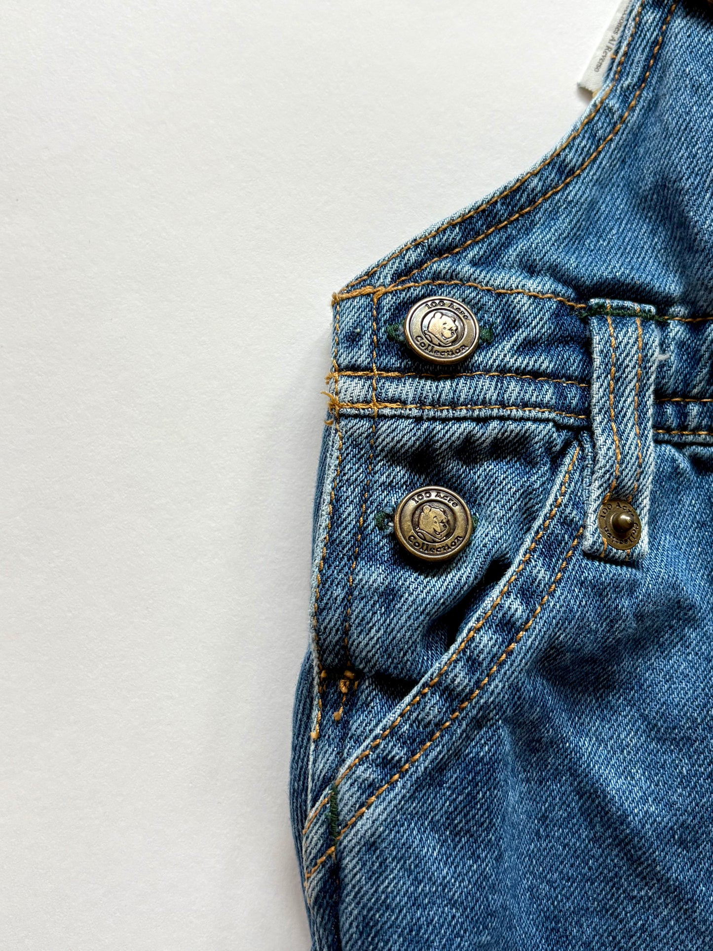 Vintage 90s Disney Pooh Bear Denim Overalls Size 3-6 months