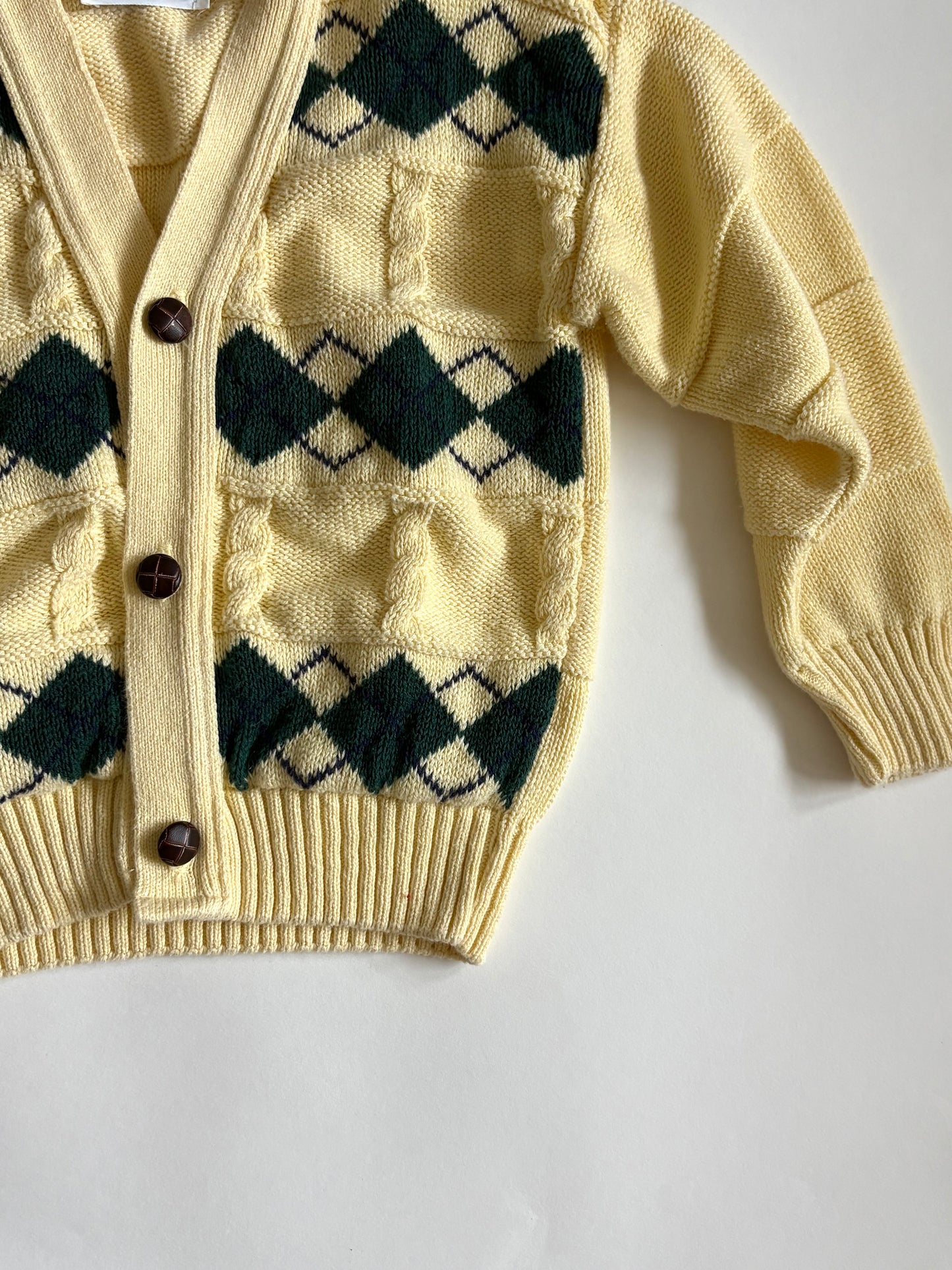 Vintage 80s/90s Kitestrings Argyle Cardigan Size 4T