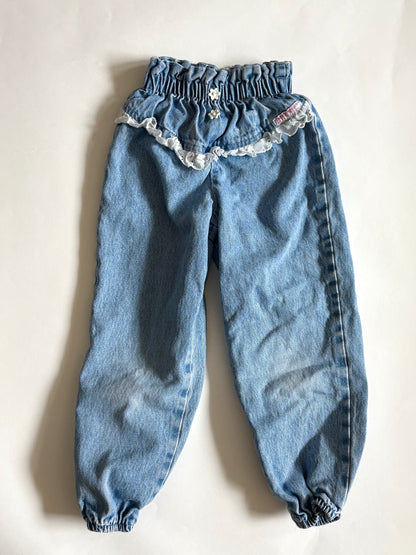 Vintage 80s Cherokee Paperbag Ruffle Jeans Size 4T