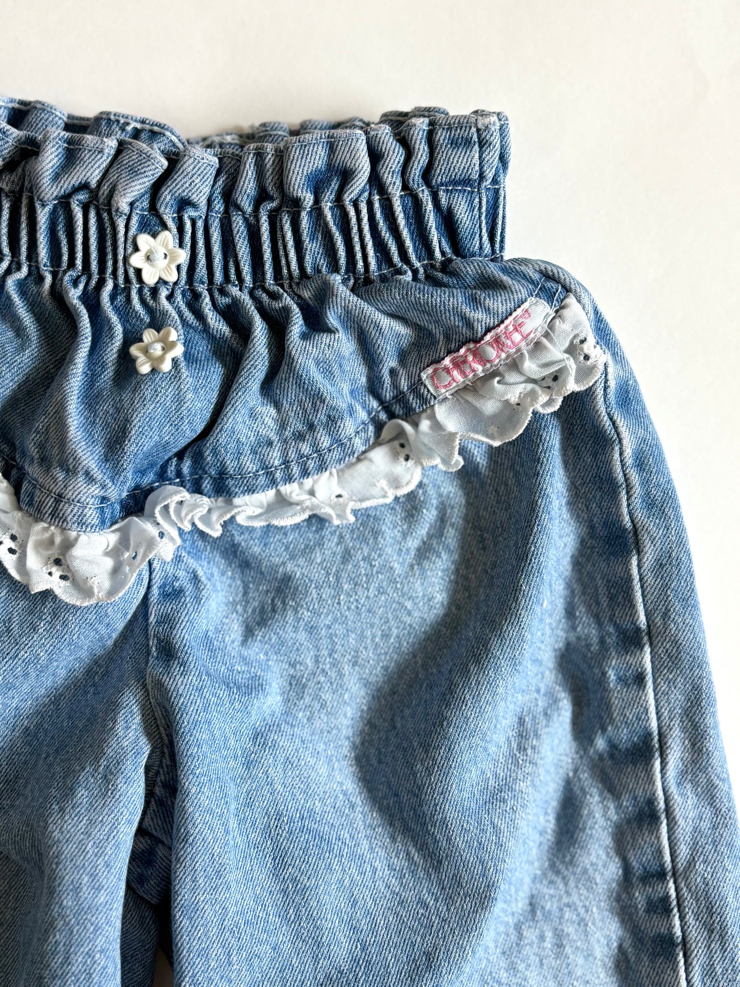 Vintage 80s Cherokee Paperbag Ruffle Jeans Size 4T