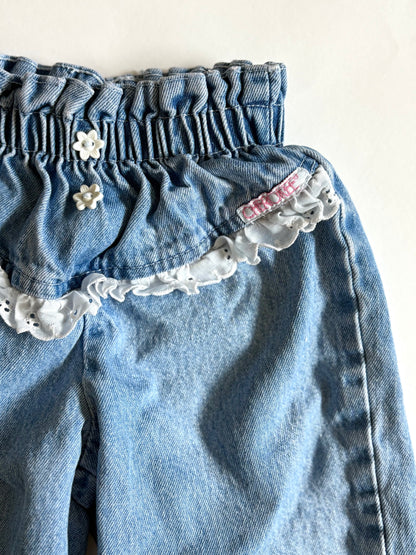 Vintage 80s Cherokee Paperbag Ruffle Jeans Size 4T
