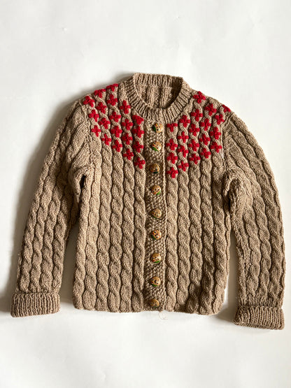 Vintage Handmade Cable-Knit Cardigan Size 2T