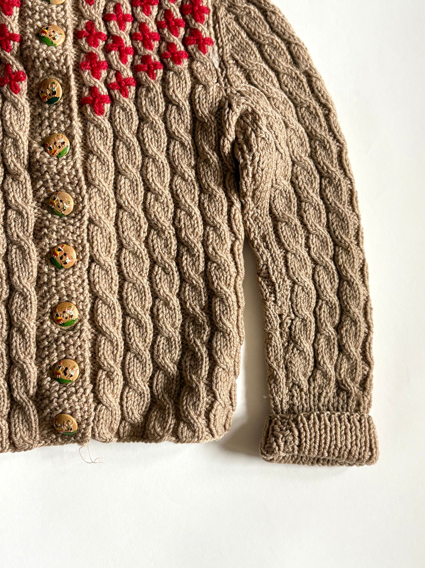 Vintage Handmade Cable-Knit Cardigan Size 2T