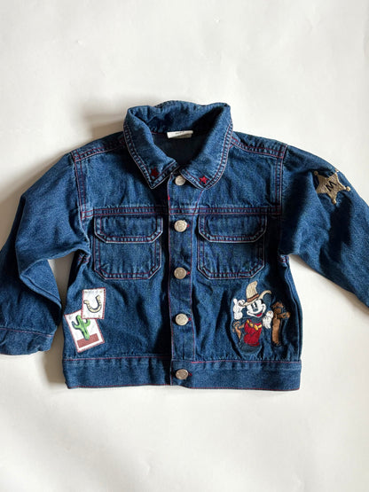 Vintage 90s Mickey Western Denim Jacket Size 2T