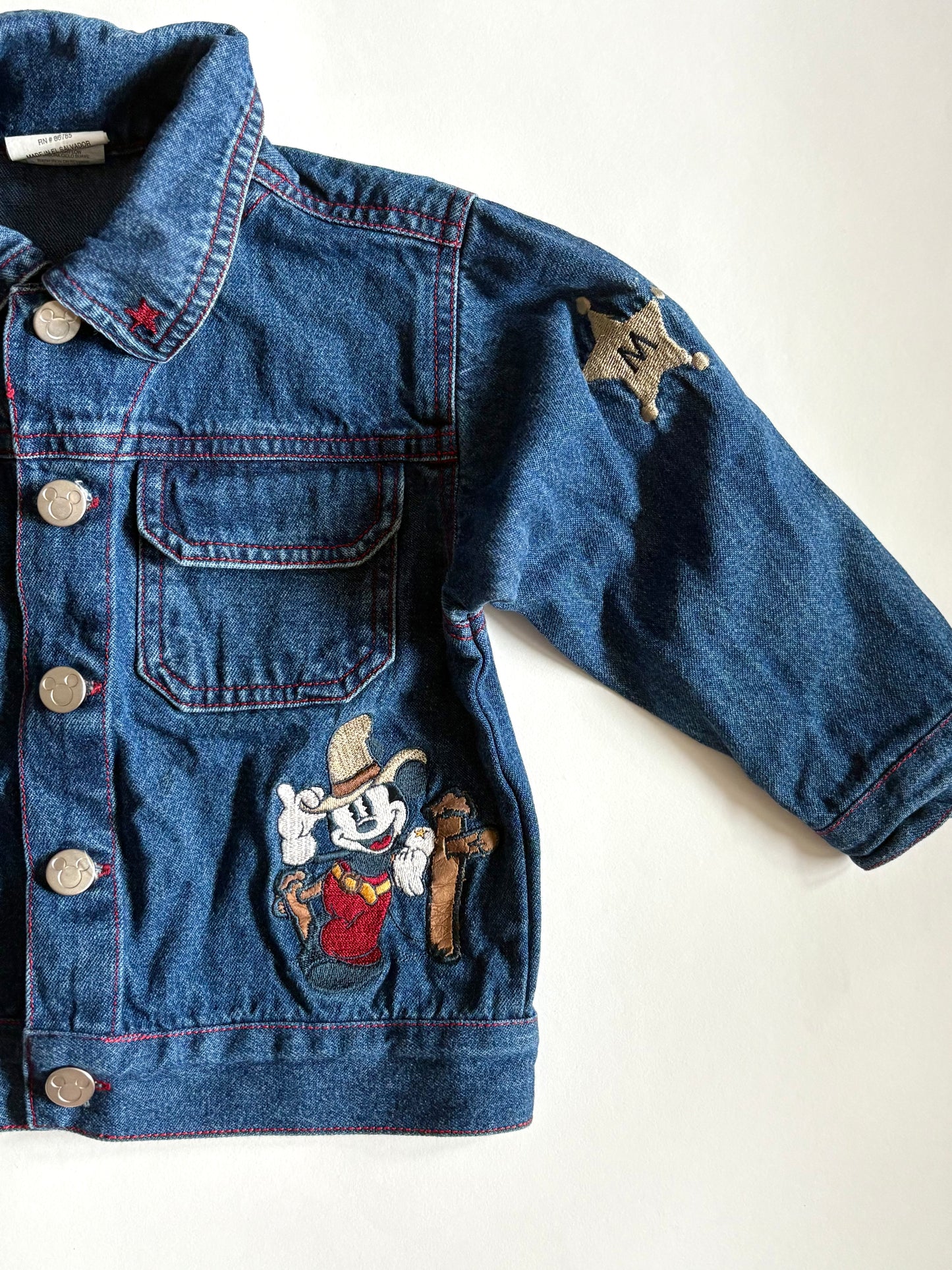 Vintage 90s Mickey Western Denim Jacket Size 2T