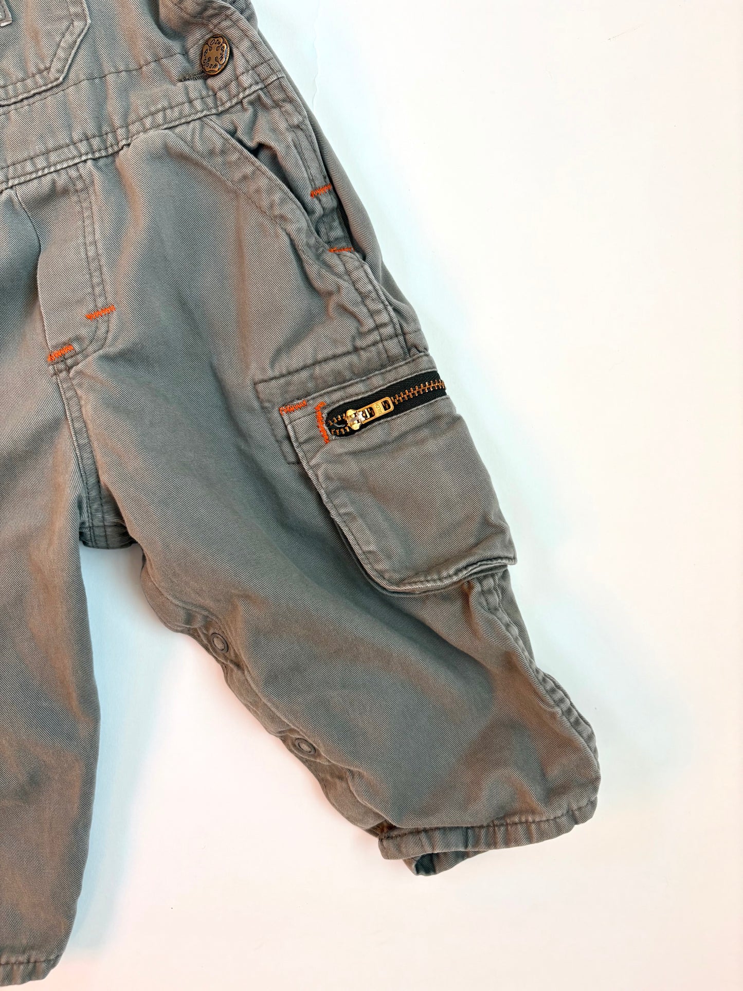 Vintage 90s Olive Work Overalls Size 18 months