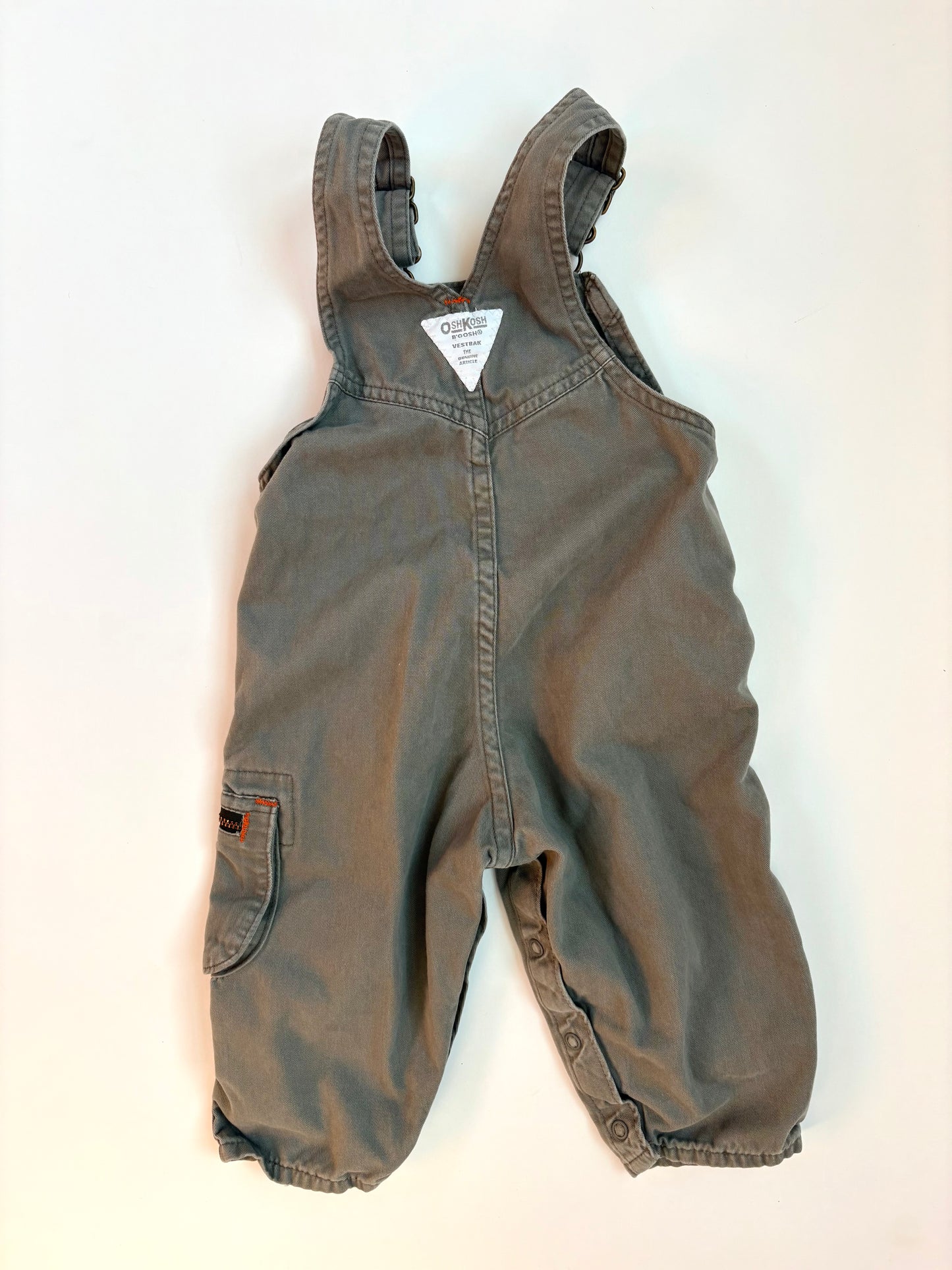 Vintage 90s Olive Work Overalls Size 18 months