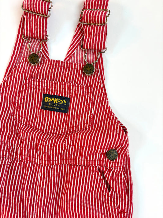 Vintage 90s Oshkosh Red Railroad Stripe Overalls Size 2T