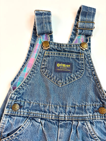 Vintage 80s Pastel Check Lined Overalls Size 3T