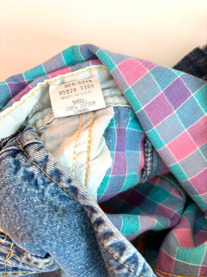 Vintage 80s Pastel Check Lined Overalls Size 3T