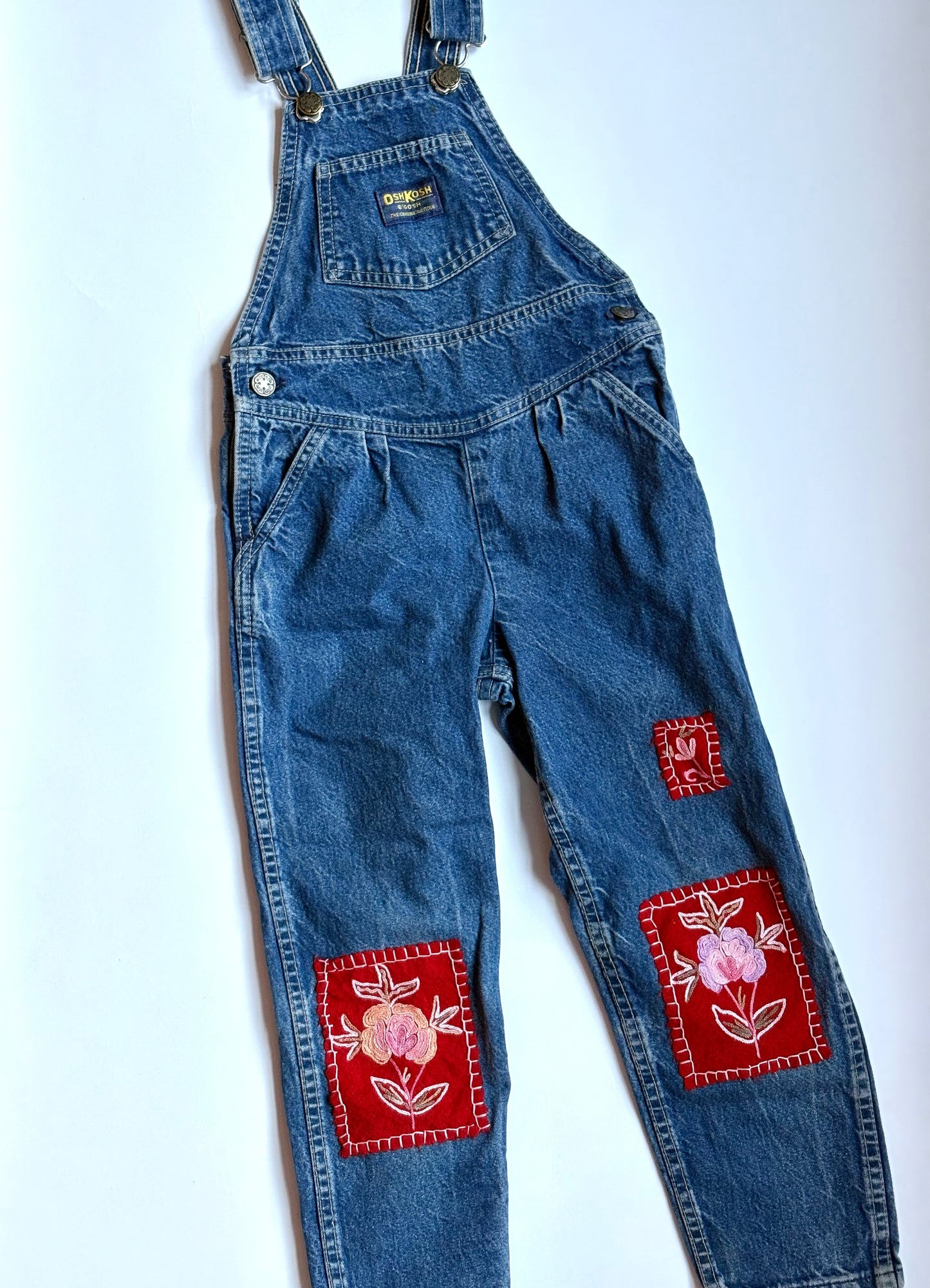 Vintage 80s Oshkosh Denim Overalls w/ TCV Patches Size 6