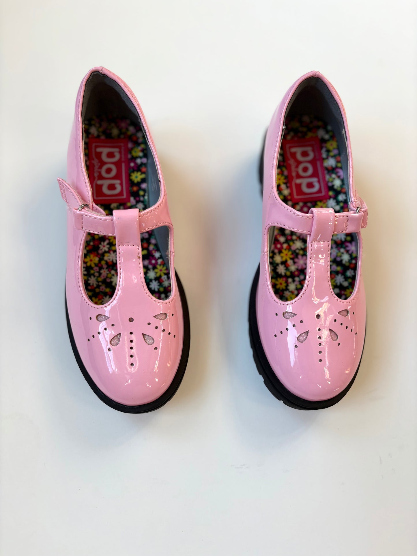 Pop Girls Chunky Patent Leather Mary Janes Size 1M