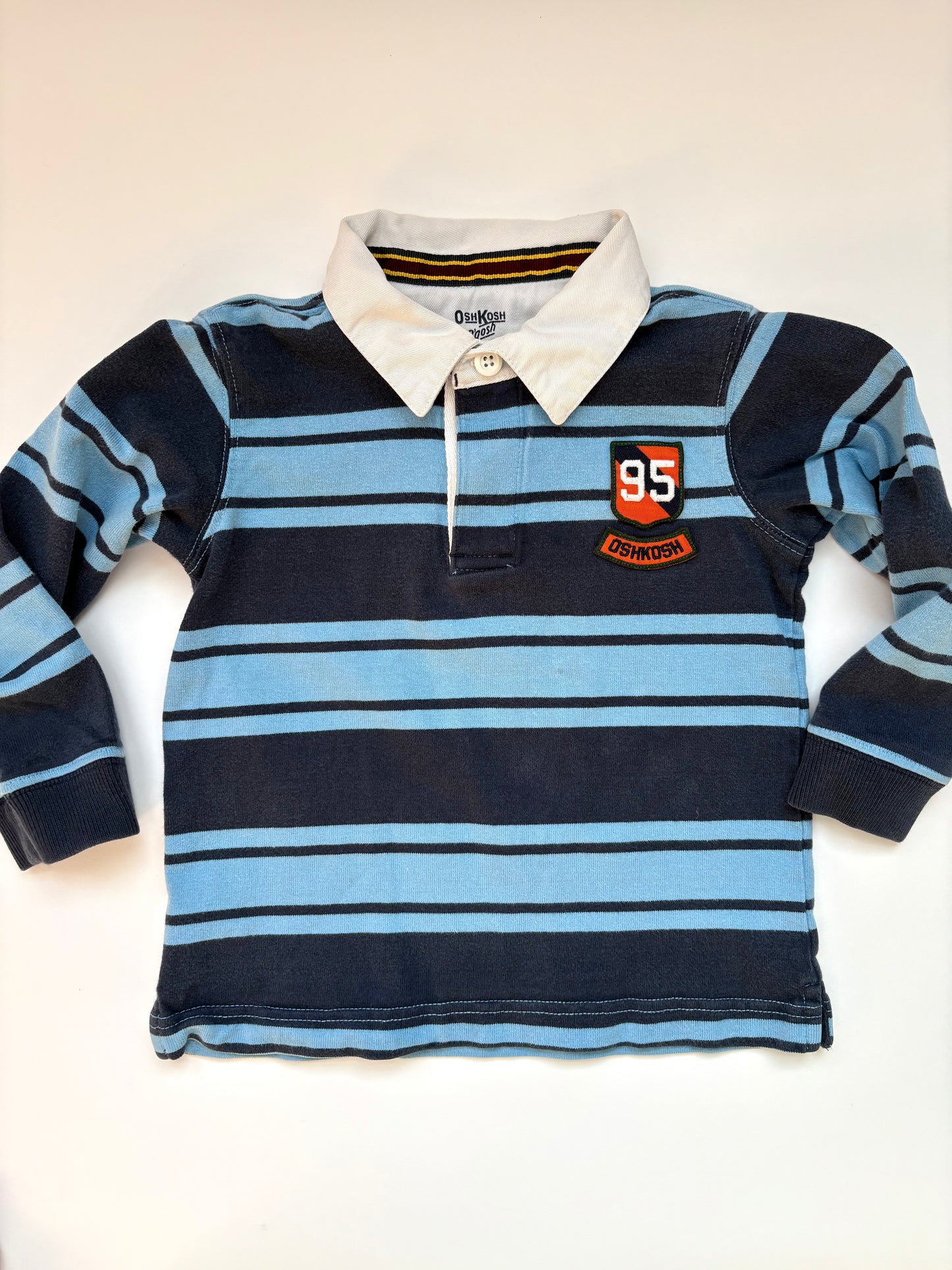 Vintage Y2K Oshkosh Shield Blue Stripe Rugby Size 3T