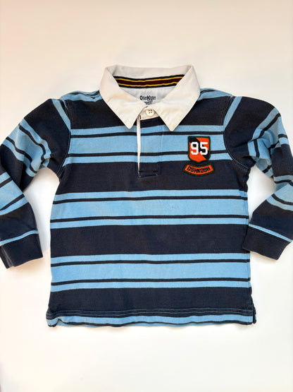 Vintage Y2K Oshkosh Shield Blue Stripe Rugby Size 3T