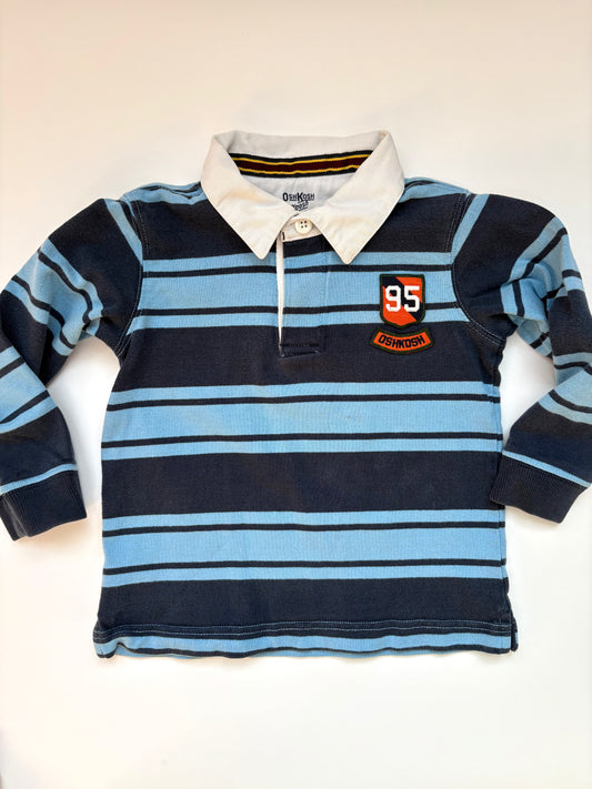 Vintage Y2K Oshkosh Shield Blue Stripe Rugby Size 3T