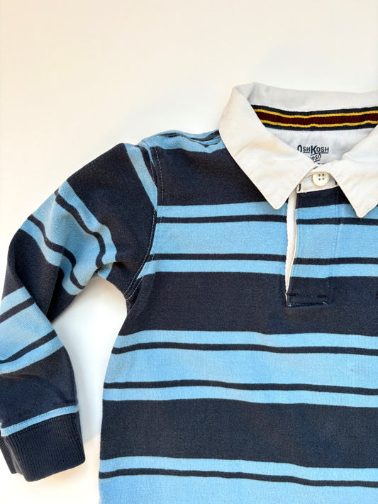 Vintage Y2K Oshkosh Shield Blue Stripe Rugby Size 3T