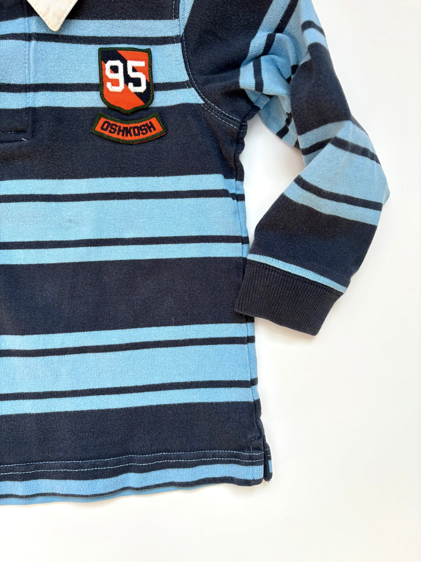 Vintage Y2K Oshkosh Shield Blue Stripe Rugby Size 3T