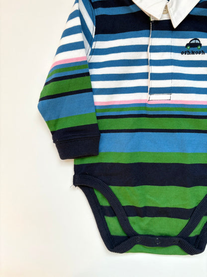 Vintage Deadstock Y2K Oshkosh Striped Rugby Onesie Size 3-6 months