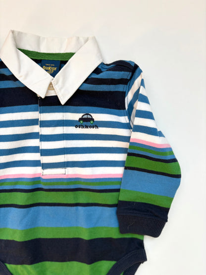 Vintage Deadstock Y2K Oshkosh Striped Rugby Onesie Size 3-6 months