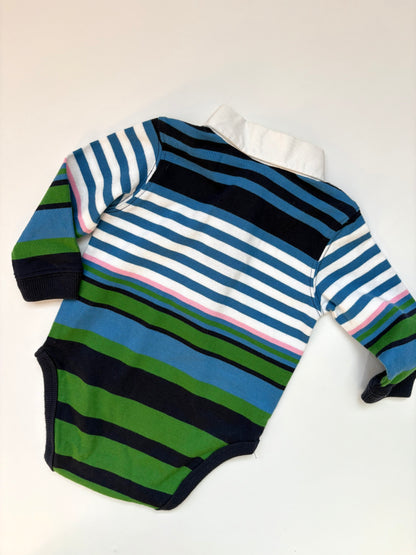 Vintage Deadstock Y2K Oshkosh Striped Rugby Onesie Size 3-6 months