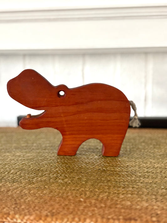 Vintage Carved Wooden Hippo