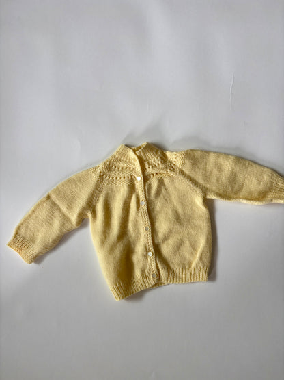 Vintage Hand Knit Butter Yellow Cardigan Size 3 months