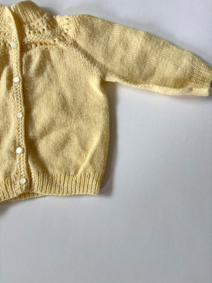 Vintage Hand Knit Butter Yellow Cardigan Size 3 months