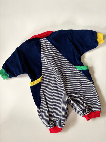Vintage 90s Color Block Train Romper Size 3-6 months