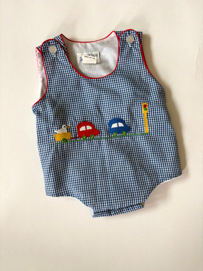 Vintage 70s Piped Gingham Sunsuit Size 3 months
