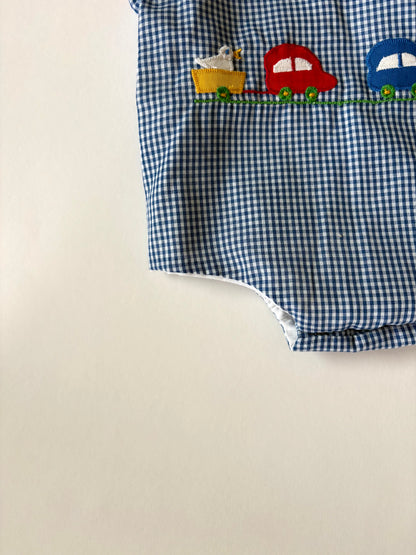 Vintage 70s Piped Gingham Sunsuit Size 3 months