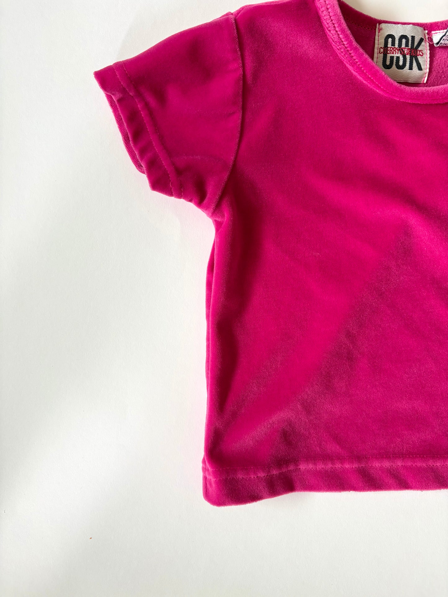 Vintage 90s Velour Pink Tee Size 5