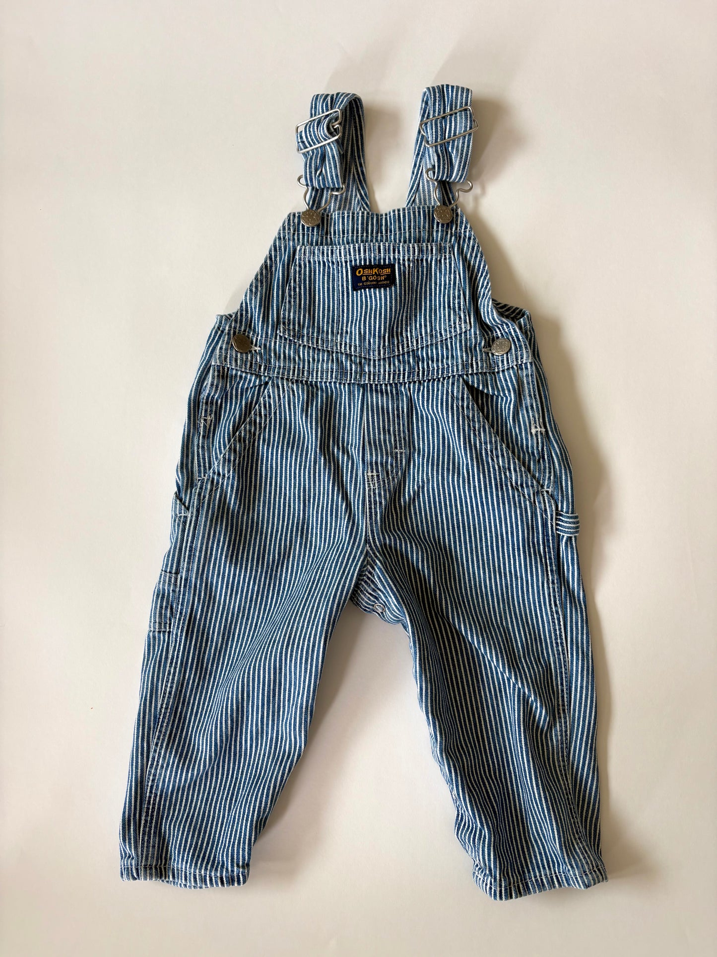 Vintage 90s Oshkosh Railroad Stripe Overalls Size 2T