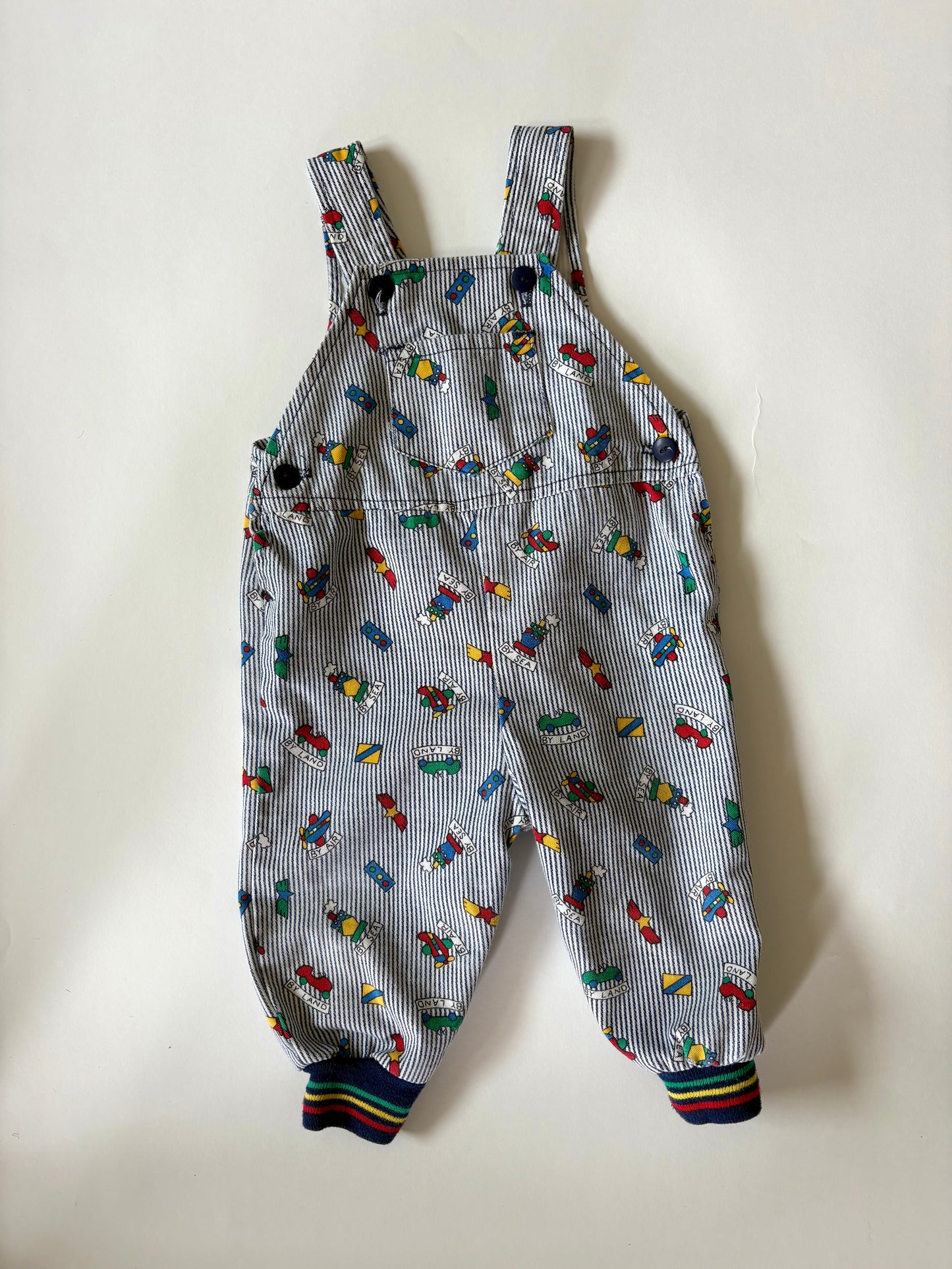 Vintage 90s Liberty Cuffed Transportation Overalls Size 9 months