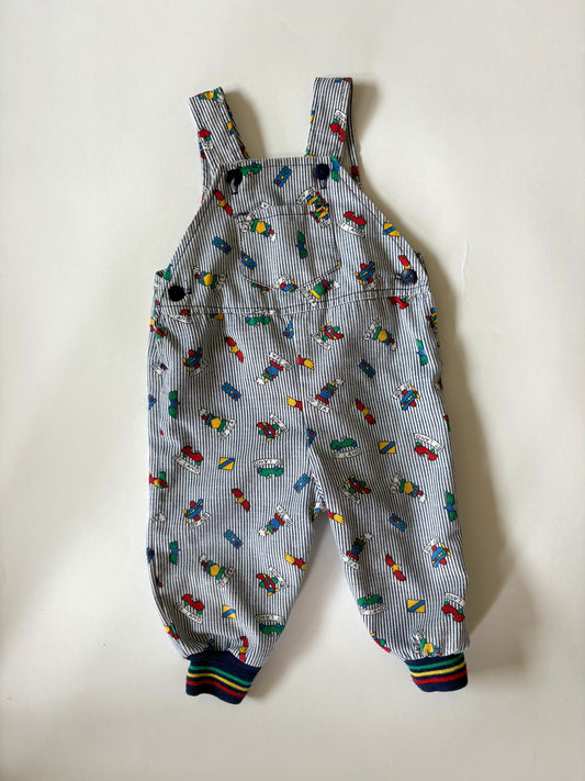 Vintage 90s Liberty Cuffed Transportation Overalls Size 9 months