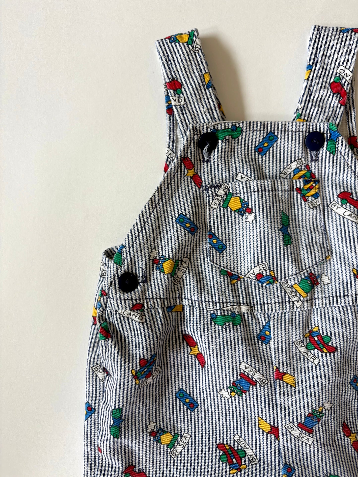 Vintage 90s Liberty Cuffed Transportation Overalls Size 9 months
