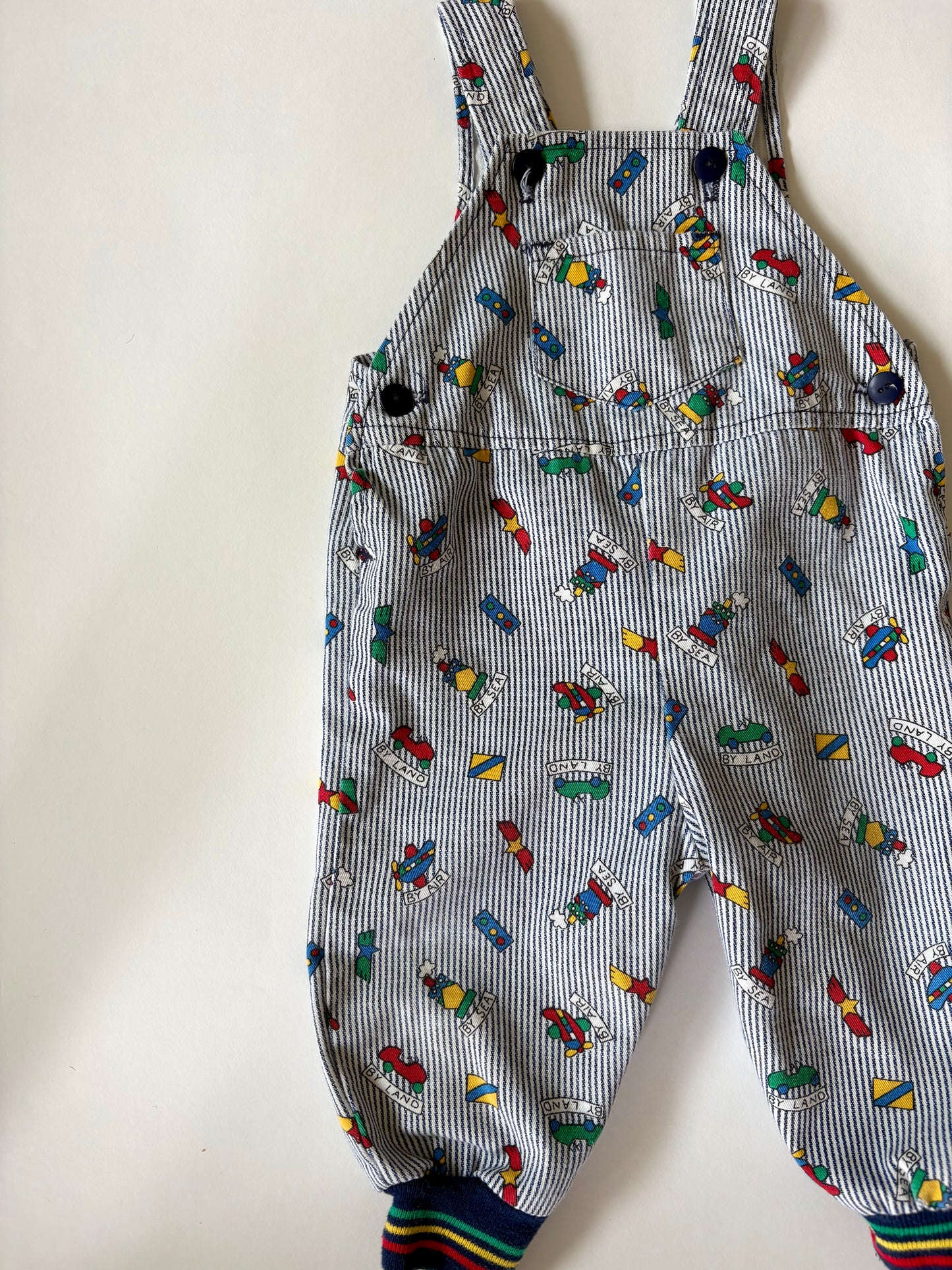 Vintage 90s Liberty Cuffed Transportation Overalls Size 9 months