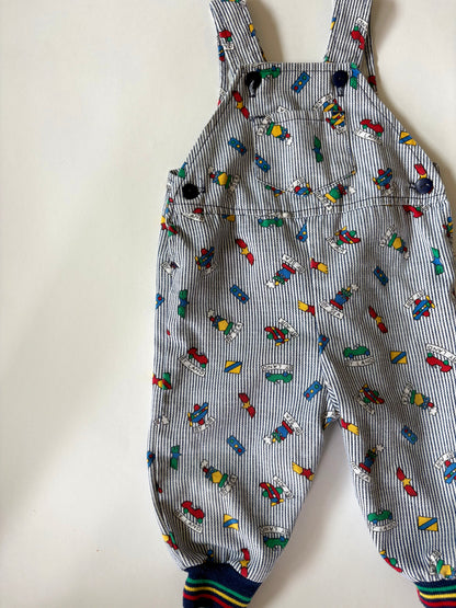 Vintage 90s Liberty Cuffed Transportation Overalls Size 9 months