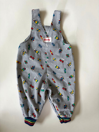 Vintage 90s Liberty Cuffed Transportation Overalls Size 9 months