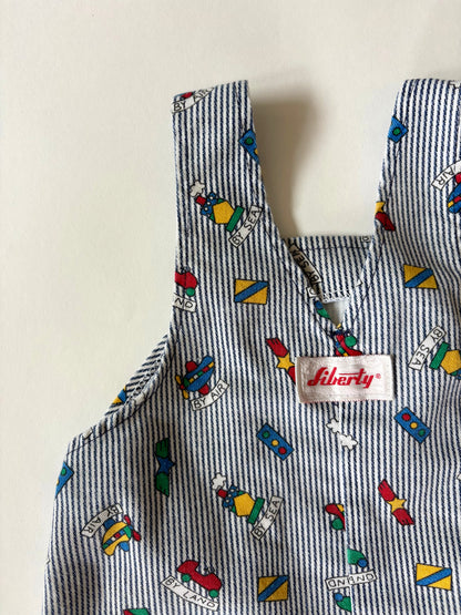 Vintage 90s Liberty Cuffed Transportation Overalls Size 9 months
