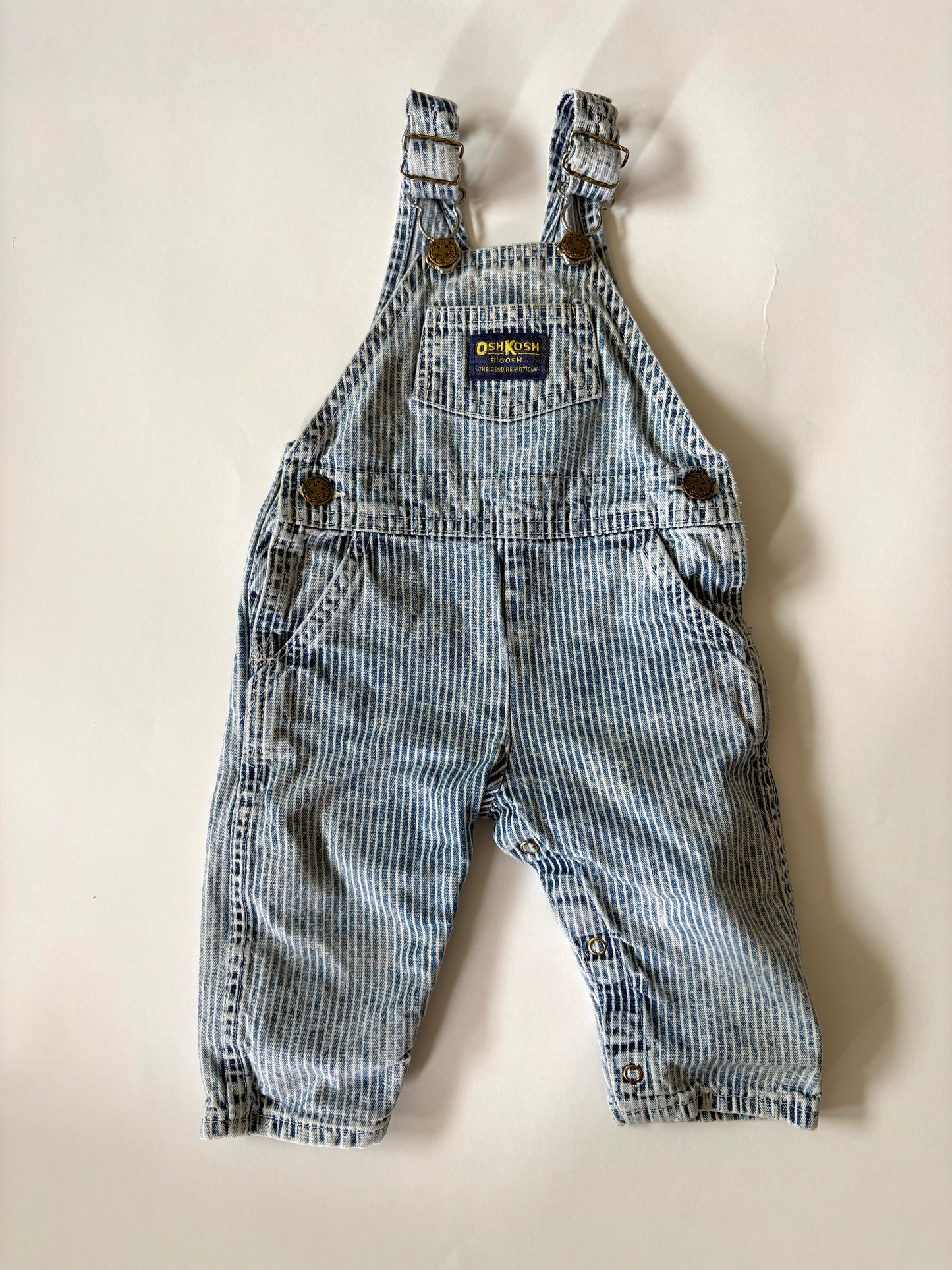 Vintage 80s Oshkosh Railroad Stripe Overalls Size 12 months