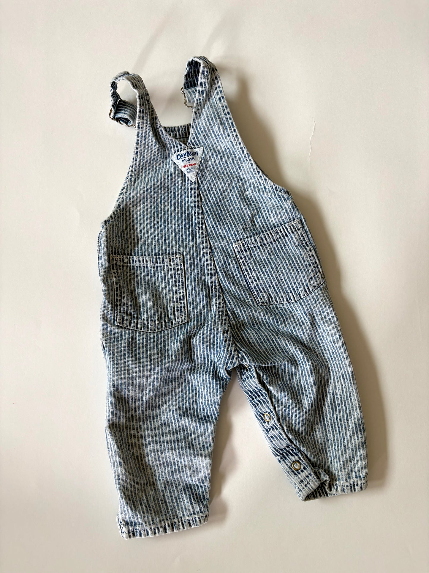 Vintage 80s Oshkosh Railroad Stripe Overalls Size 12 months