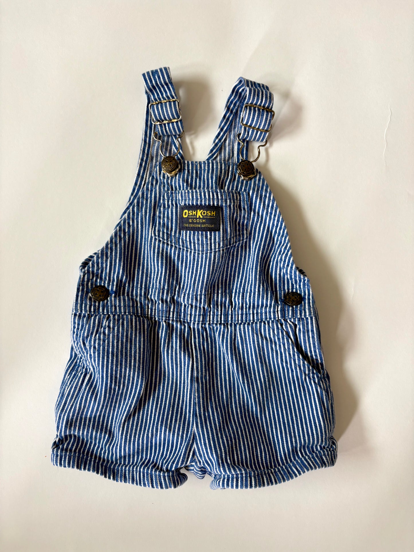 Vintage 90s Oshkosh Railroad Stripe Shortalls Size 18 months