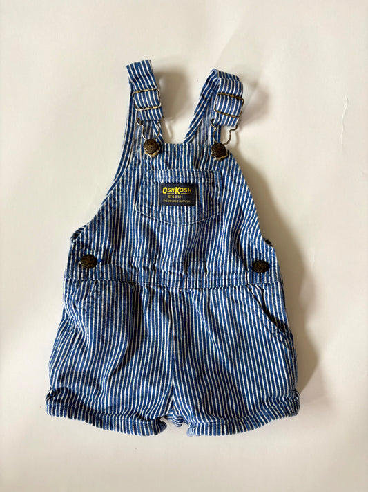 Vintage 90s Oshkosh Railroad Stripe Shortalls Size 18 months