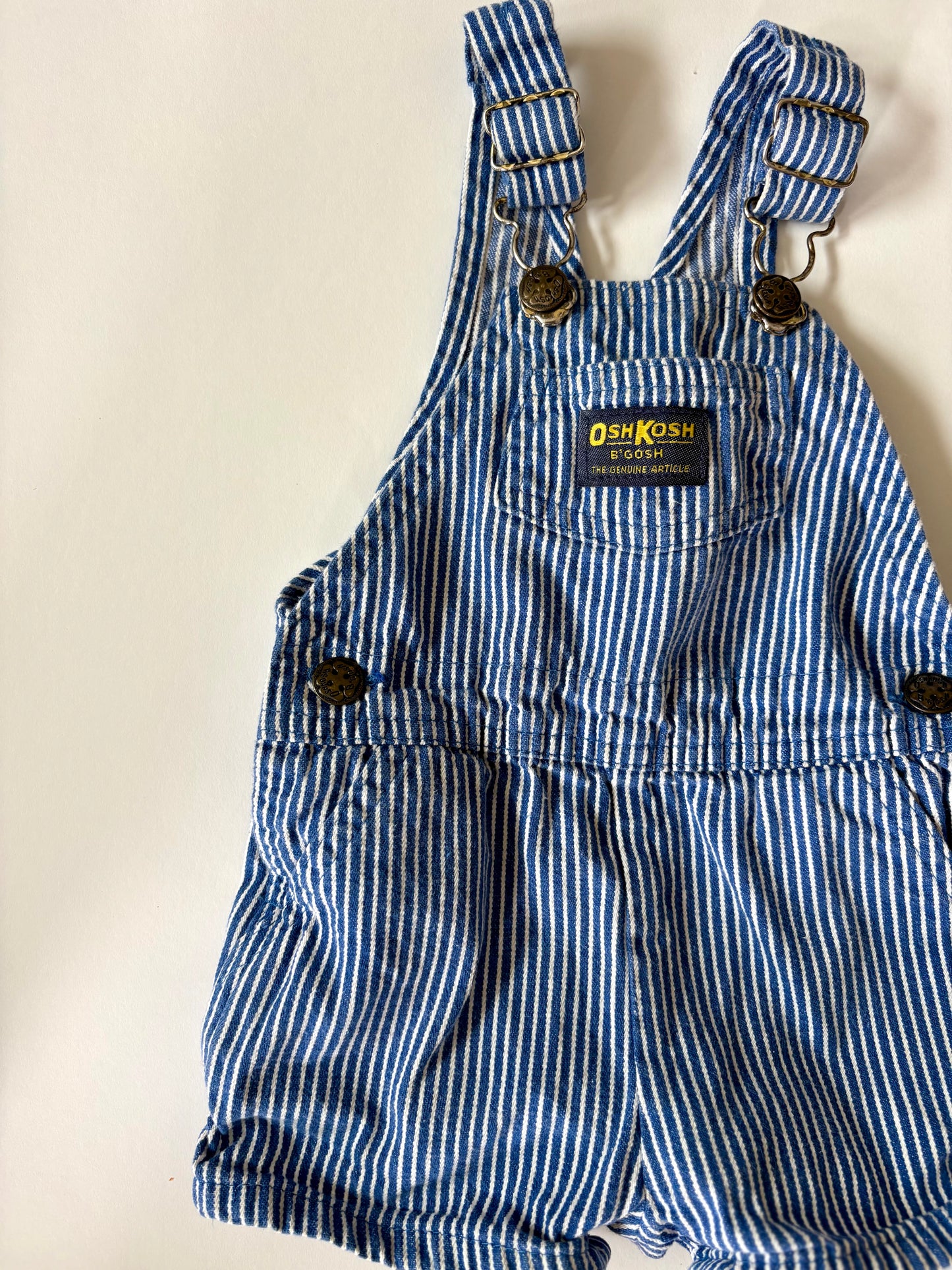 Vintage 90s Oshkosh Railroad Stripe Shortalls Size 18 months