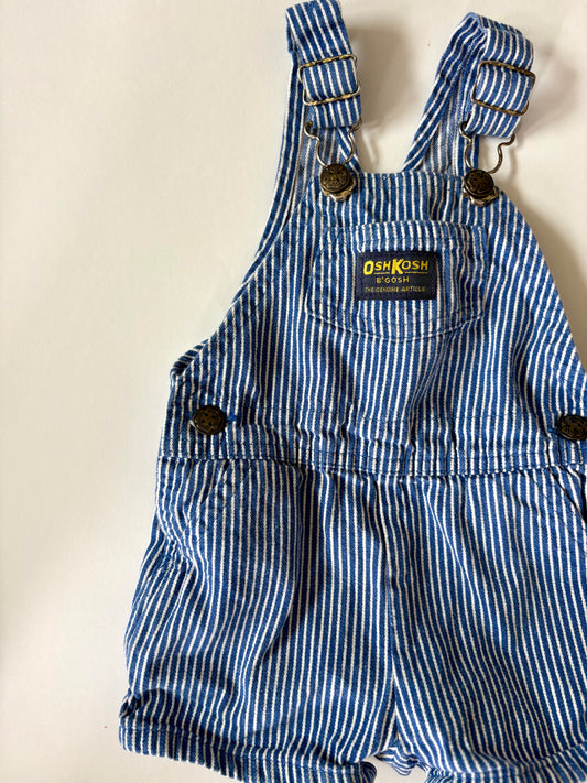 Vintage 90s Oshkosh Railroad Stripe Shortalls Size 18 months