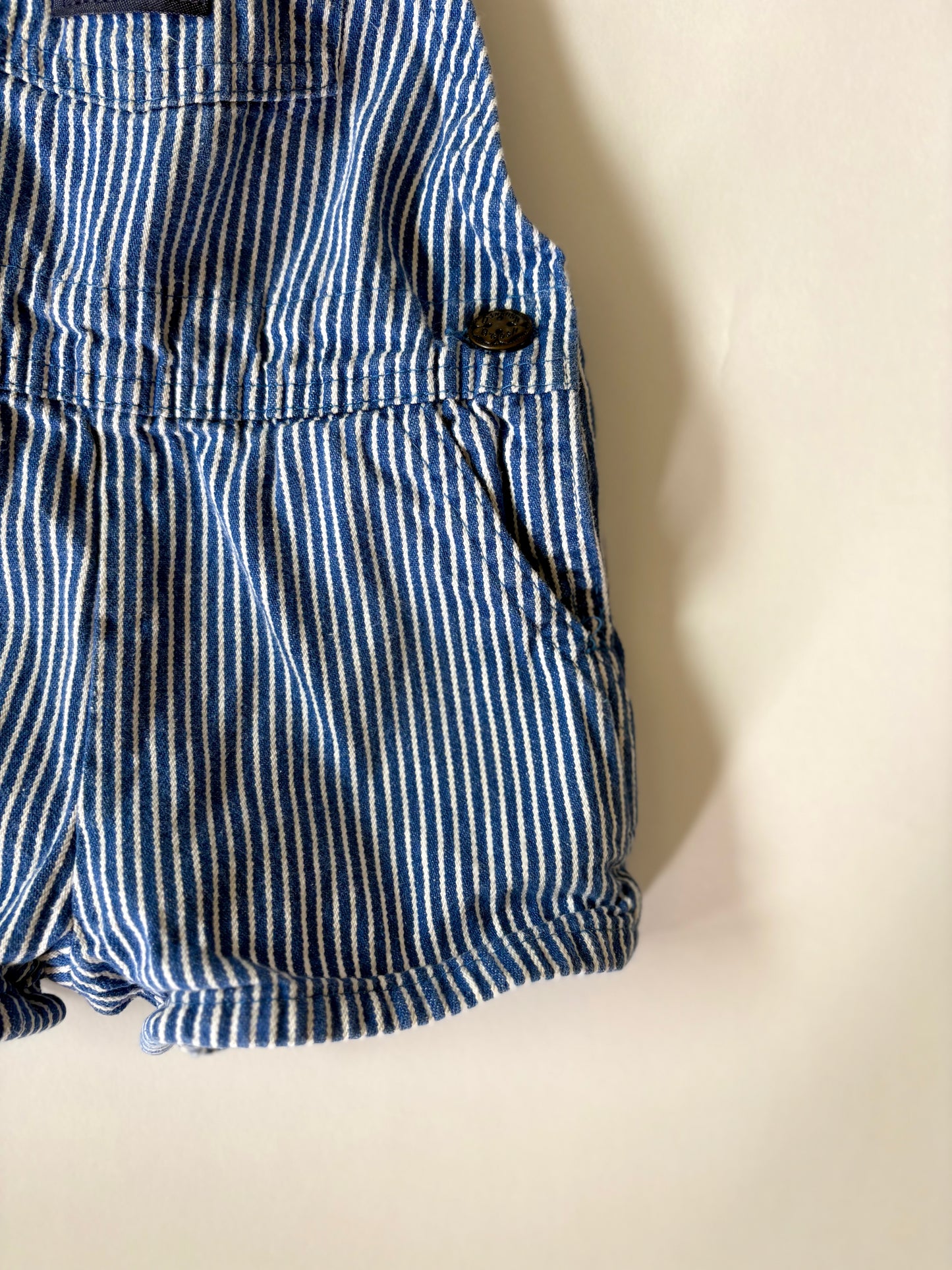 Vintage 90s Oshkosh Railroad Stripe Shortalls Size 18 months