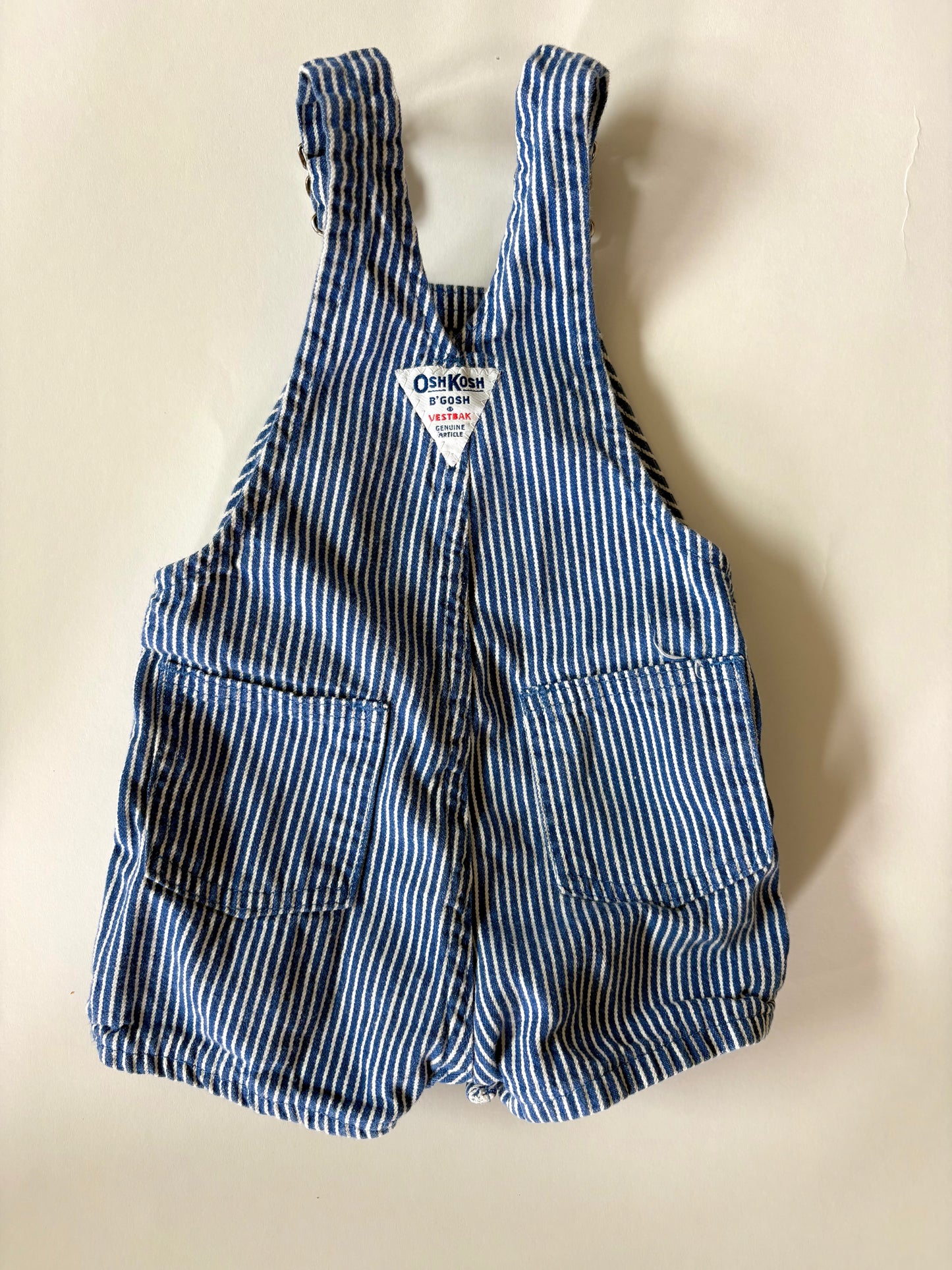Vintage 90s Oshkosh Railroad Stripe Shortalls Size 18 months