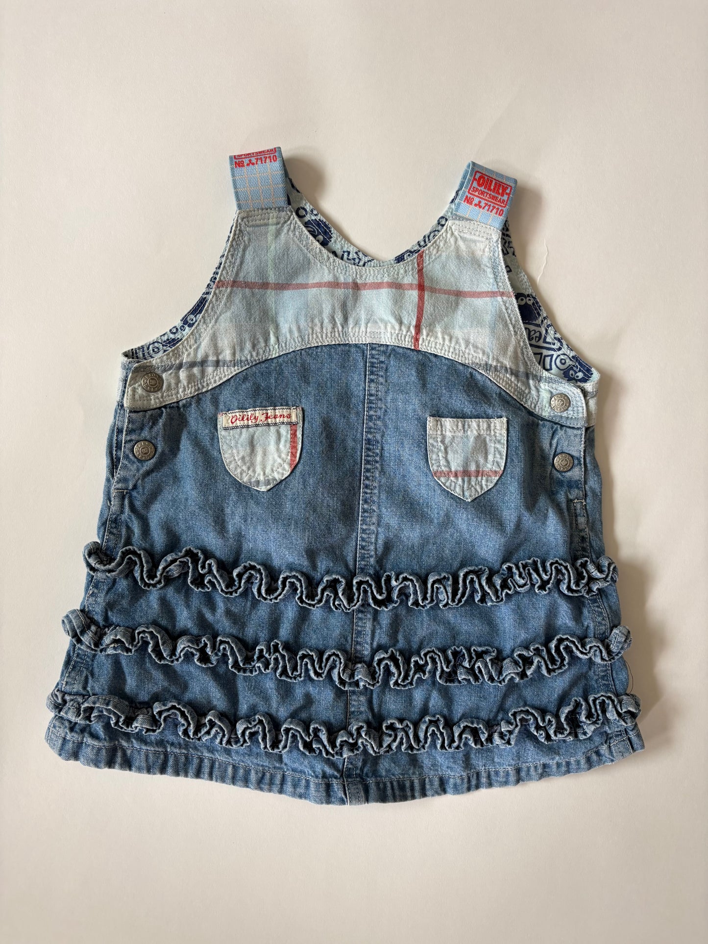 Vintage Oilily Denim Ruffle Dress Size 18 months