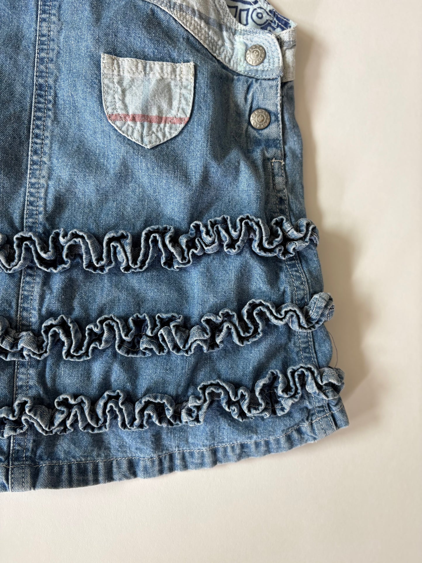 Vintage Oilily Denim Ruffle Dress Size 18 months