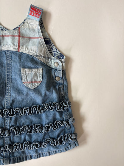 Vintage Oilily Denim Ruffle Dress Size 18 months